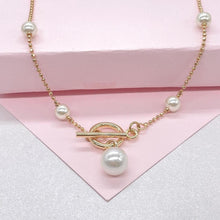 Load image into Gallery viewer, 18k Gold-Filled Custom-Made Pearl Satellite Choker with Toggle Clasp and Pearl Charm