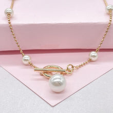 Load image into Gallery viewer, 18k Gold-Filled Custom-Made Pearl Satellite Choker with Toggle Clasp and Pearl Charm
