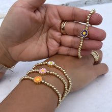 Load image into Gallery viewer, 18k Gold Filled Elastic Colorful Flower Beaded Bracelet, Available in 4 Colors