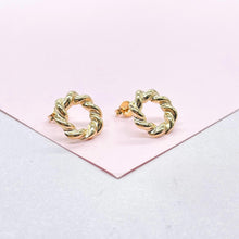 Load image into Gallery viewer, 18k Gold Filled Smooth Twisted Halo Earrings