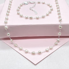 Load image into Gallery viewer, Silver Filled Tiny Heart Shape Pearl Set