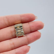 Load image into Gallery viewer, 18k Gold Filled Adjustable Ring with Rowed Pattern and Round Pave CZ