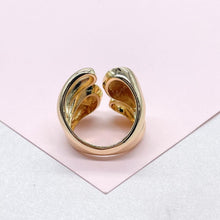 Load image into Gallery viewer, 18k Gold-filled Adjustable 4-Way Wrap ring with CZ and Dome Ended Pattern
