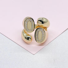Load image into Gallery viewer, 18k Gold-filled Adjustable 4-Way Wrap ring with CZ and Dome Pattern