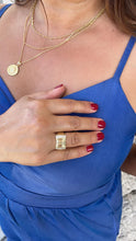 Load image into Gallery viewer, 18k Gold Filled Adjustable Ring with Rowed Pattern and Round Pave CZ
