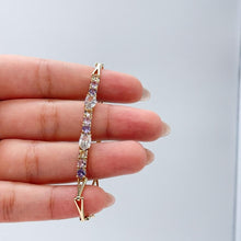 Load image into Gallery viewer, 18k Gold Filled 4mm Spear Link Bracelet with Pastel and White CZ Stoned
