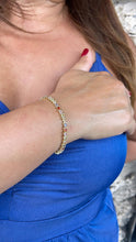 Load image into Gallery viewer, 18k Gold Filled Colorful Round Stone Bracelet Patterned with Gold Bars