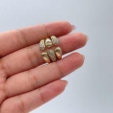 Load image into Gallery viewer, 18k Gold Filled Thick Dual Ended Ring with Patterns and CZ Pave