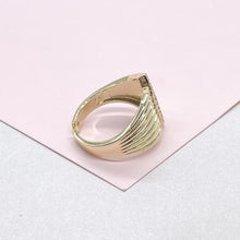 Load image into Gallery viewer, 18k Gold Filled Half Patterned Ring with Round Cut CZ