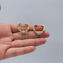 Load image into Gallery viewer, 18k Gold Filled Triangle Hoop with Twisted and CZ Bead Ends
