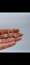 Load image into Gallery viewer, 18k Gold Filled Smooth Triangle Hoop With CZ Bead Ends