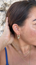 Load image into Gallery viewer, 18k Gold Filled Triangle Hoop with Twisted and CZ Bead Ends