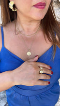 Load image into Gallery viewer, 18k Gold-filled Adjustable Dual Ended Wrap Ring with Frosted Texture and Dome Ends