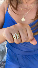 Load image into Gallery viewer, 18k Gold Filled Half Patterned Ring with Round Cut CZ