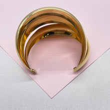 Load image into Gallery viewer, 18k Gold Filled Plain Double Row Cuff Bracelet, Hollowed, Trending Now