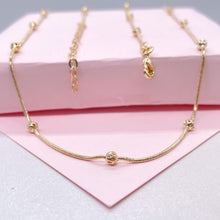 Load image into Gallery viewer, 18k Gold Filled 1mm Satellite Snake Chain with Hollow Beads Attached