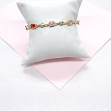 Load image into Gallery viewer, 18k Gold Filled Oval Stone Charm Bracelet with 3 Stones