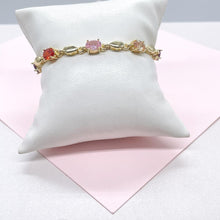 Load image into Gallery viewer, 18k Gold Filled Oval Stone Charm Bracelet with 3 Stones