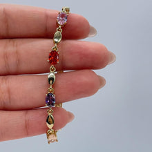 Load image into Gallery viewer, 18k Gold Filled Oval Stone Charm Bracelet with 3 Stones