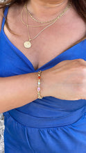 Load image into Gallery viewer, 18k Gold Filled Oval Stone Charm Bracelet with 3 Stones