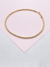 Load image into Gallery viewer, 18k Gold Filled 3mm Rope Anklet Chain Design and Stylish Ankle Bracelet