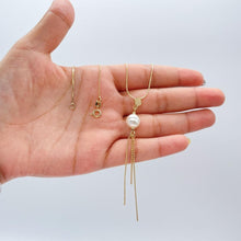 Load image into Gallery viewer, 18k Gold Filled Serpent Link Necklace with Pearl Charm and Tassels Charm