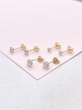 Load image into Gallery viewer, 18k Gold Filled CZ Star Stud Earrings, Dainty Jewelry