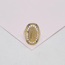 Load image into Gallery viewer, 18k Gold Filled Virgin Mary Medallion Engraved Ring