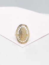 Load image into Gallery viewer, 18k Gold Filled Virgin Mary Medallion Engraved Ring