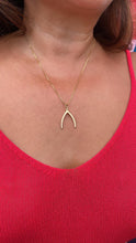 Load image into Gallery viewer, 18k Gold Filled Box Chain Necklace With Minimalistic Luck Bone Pendant Design, Wishbone