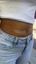 Load image into Gallery viewer, Silver Filled Dainty Curb Link Waist Chain with Oval Carabiner CZ Chain
