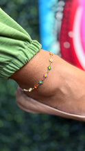 Load image into Gallery viewer, Gold Filled Enamel Flower Anklet, Colorful Summer Jewelry