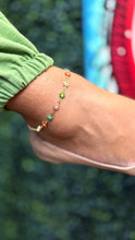 Load image into Gallery viewer, Gold Filled Enamel Flower Anklet, Colorful Summer Jewelry