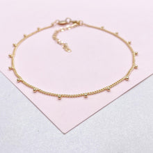 Load image into Gallery viewer, 18k Gold Filled Curb Chain Satellite Anklet with Hanging Bead