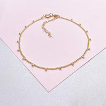 Load image into Gallery viewer, 18k Gold Filled Curb Chain Satellite Anklet with Hanging Bead