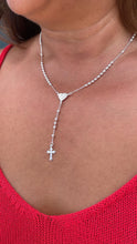 Load image into Gallery viewer, Silver Filled Dainty Rosary with sparkle Heart Center Crucifix Cross