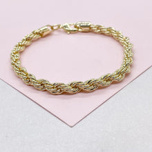 Load image into Gallery viewer, 18k Gold Filled 5mm Rope Bracelet In 7 Inch Length