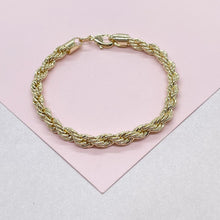 Load image into Gallery viewer, 18k Gold Filled 5mm Rope Bracelet In 7 Inch Length