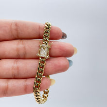 Load image into Gallery viewer, 14k Gold Filled Cuban Curb Chain Necklace: CZ Box Clasp, Stainless Steel Base