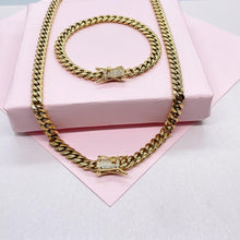 Load image into Gallery viewer, 14k Gold Filled Cuban Curb Chain Necklace: CZ Box Clasp, Stainless Steel Base