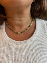 Load image into Gallery viewer, 14k Gold Filled Cuban Curb Chain Necklace: CZ Box Clasp, Stainless Steel Base