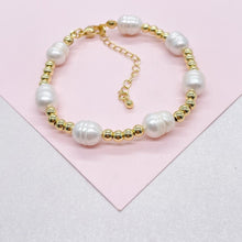 Load image into Gallery viewer, 18k Gold Filled Beaded Freshwater Pearl Bracelet with extender