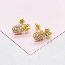 Load image into Gallery viewer, 18k Gold Filled Beaded Pineapple Stud Earrings