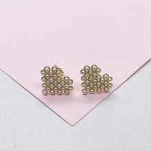 Load image into Gallery viewer, 18k Gold Filled Bead Heart Shaped Stud Earrings