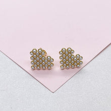 Load image into Gallery viewer, 18k Gold Filled Bead Heart Shaped Stud Earrings