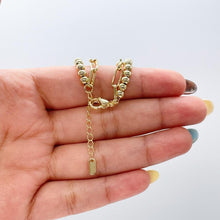 Load image into Gallery viewer, 18k Gold Filled Double Bracelet with Paper Clip Link and Beaded Turquoise Stones