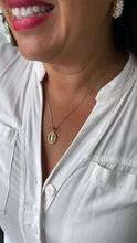 Load image into Gallery viewer, 18k Gold Filled Engraved Virgin of Mary Charm Crowned with Round CZ Stones