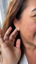 Load image into Gallery viewer, 18k Gold Filled Chunky Puffy C-Hoops with Baby Pearls Engraved