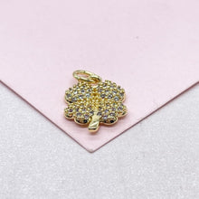 Load image into Gallery viewer, 18k Gold Filled Puffy Clover Pendant with CZ Pave Stones