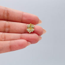 Load image into Gallery viewer, 18k Gold Filled Puffy Clover Pendant with CZ Pave Stones